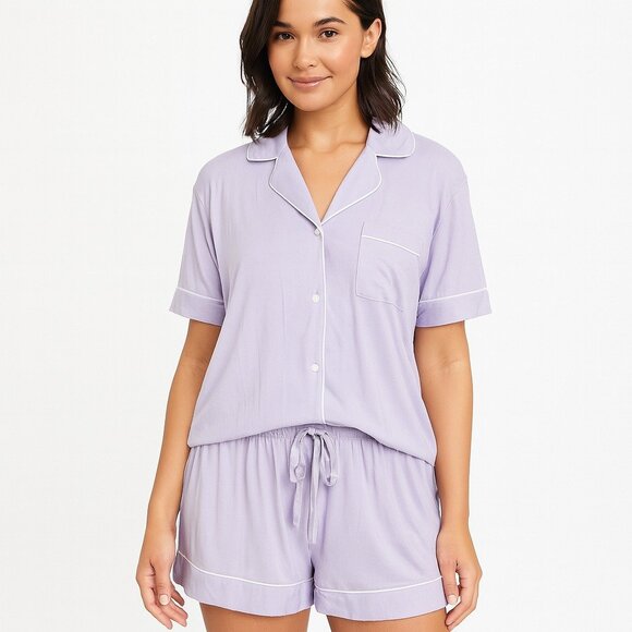 Discount Divas Womens Lavender Pj Pajama Set Shorts Top Size XL NWT - Picture 1 of 4